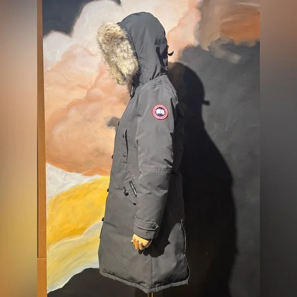 Canada Goose Kensington Graphite Hooded Down Coat with Fur Trim
